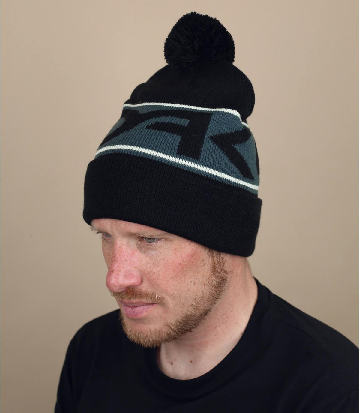 black Oakley bobble hat Factory Cuff Beanie blackout